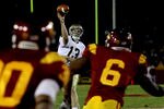 LOS ANGELES, CA - NOVEMBER 27:  Quarterback Tommy Rees #13 of the Notre Dame Fighting Irish throws a pass against the USC Trojans at the Los Angeles Memorial Coliseum on November 27, 2010 in Los Angeles, California.  (Photo by Stephen Dunn/Getty Images)