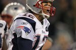 FOXBORO, MA - OCTOBER 16:    Tom Brady #12 of the New England Patriots reacts after the game-winning touchdown in the fourth quarter against the Dallas Cowboys at Gillette Stadium on October 16, 2011 in Foxboro, Massachusetts. The Patriots won 20-16. (Photo by Jim Rogash/Getty Images)