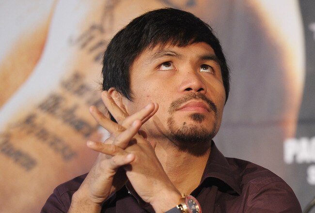 NEW YORK, NY - SEPTEMBER 06:  Professional Boxer Manny Pacquiao (pictured) attends the press conference for his World Welterweight Championship Fight with Juan Manuel Marquez at The Lighthouse at Chelsea Piers on September 6, 2011 in New York City.  (Photo by Michael Loccisano/Getty Images)