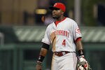 PITTSBURGH, PA - SEPTEMBER 24:  Brandon Phillips #4 of the Cincinnati Reds looks on against the Pittsburgh Pirates during the game on September 24, 2011 at PNC Park in Pittsburgh, Pennsylvania.  (Photo by Justin K. Aller/Getty Images)