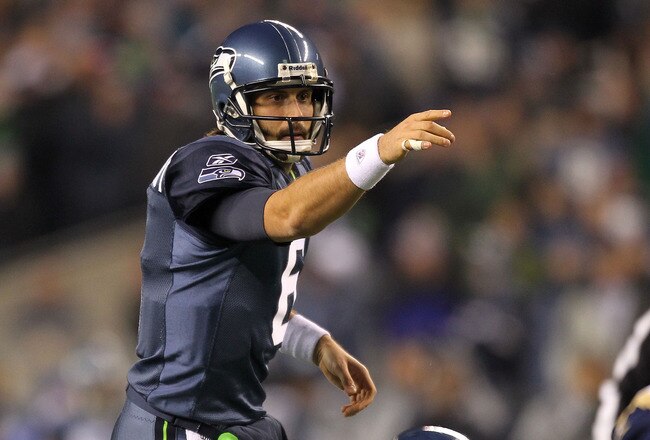 SEATTLE, WA - JANUARY 02:  Quarterback Charlie Whitehurst #6 of the Seattle Seahawks signals during their game against the St. Louis Rams at Qwest Field on January 2, 2011 in Seattle, Washington.  (Photo by Otto Greule Jr/Getty Images)