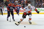 EDMONTON, CANADA - SEPTEMBER 23: Rene Bourque #17 of the Calgary Flames skates against the Edmonton Oilers on September 23, 2011 at Rexall Place in Edmonton, Alberta, Canada. (Photo by Dale MacMillan/Getty Images)