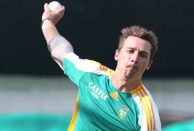 CAPE TOWN, SOUTH AFRICA - OCTOBER 10:  Dale Steyn of South Africa bowls during a team training session at Sahara Park Newlands on October 10, 2011 in Cape Town, South Africa,  (Photo by Luke Walker/Gallo Images/Getty Images)