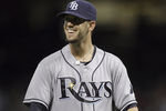 HOUSTON - JUNE 24:  Pitcher James Shields #33 of the Tampa Bay Rays is all smiles after recording the final out and his sixth complete game of the season as they defeated the Houston Astros 5-1 at Minute Maid Park on June 24, 2011 in Houston, Texas.  (Photo by Bob Levey/Getty Images)