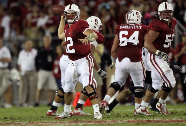 STANFORD, CA - OCTOBER 08:  Andrew Luck #12 of the Stanford Cardinal in action against the Colorado Buffaloes at Stanford Stadium on October 8, 2011 in Stanford, California.  (Photo by Ezra Shaw/Getty Images)