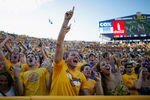 BATON ROUGE, LA - OCTOBER 08:  Fans of the Louisiana State University Tigers cheer during the game against the Florida Gators at Tiger Stadium on October 8, 2011 in Baton Rouge, Louisiana.  (Photo by Chris Graythen/Getty Images)