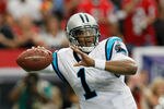 ATLANTA, GA - OCTOBER 16:  Cam Newton #1 of the Carolina Panthers looks to pass against the Atlanta Falcons at Georgia Dome on October 16, 2011 in Atlanta, Georgia.  (Photo by Kevin C. Cox/Getty Images)
