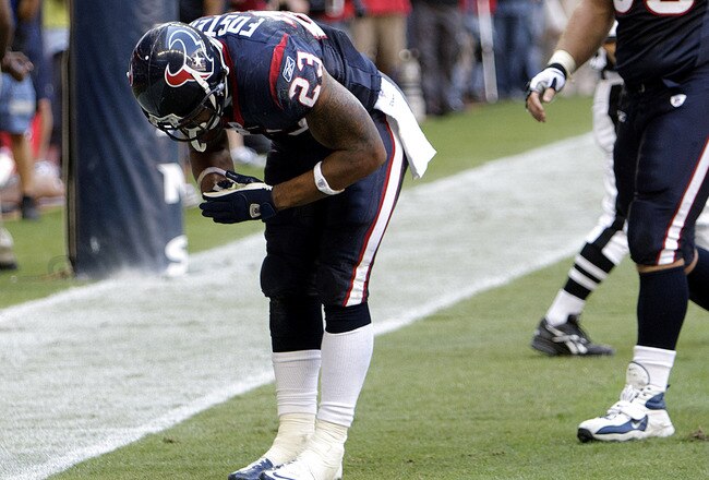 HOUSTON - NOVEMBER 07:  Running back Arian Foster #23 scores against the San Diego Chargers at Reliant Stadium on November 7, 2010 in Houston, Texas.  (Photo by Bob Levey/Getty Images)