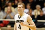 WEST LAFAYETTE, IN - JANUARY 12:  Robbie Hummel #4 of the Purdue Boilermakers runs during the Big Ten game against the Ohio State Buckeyes at Mackey Arena on January 12, 2010 in West Lafayette, Indiana. Ohio State won 70-66.  (Photo by Andy Lyons/Getty Images)
