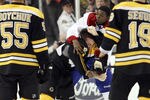 BOSTON, MA - OCTOBER 27:  Brad Marchand #63 of the Boston Bruins and P.K. Subban #76 of the Montreal Canadiens fight in the second period as Johnny Boychuk #55 and Tyler Seguin #19 of the Boston Bruins watch on October 27, 2011 at TD Garden in Boston, Massachusetts.  (Photo by Elsa/Getty Images)