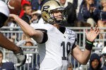 STATE COLLEGE, PA - OCTOBER 15:  Caleb TerBush #19 of the Purdue Boilermakers drops back to pass against the Penn State Nittany Lions during the game on October 15, 2011 at Beaver Stadium in State College, Pennsylvania.  The Nittany Lions defeated the Boilermakers 23-18.  (Photo by Justin K. Aller/Getty Images)