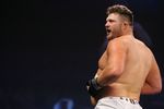 UNCASVILLE, CT - MAY 16:  Roy Nelson (White Trunks) of the Lions Den celebrates after beating Brad Imes MilesTech Fighting System during their bout presented by the International Fighting League at the Mohegan Sun Arena May 16, 2008 in Uncasville, Connecticut.  (Photo by Al Bello/Getty Images)