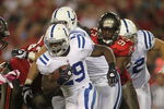 TAMPA, FL - OCTOBER 03: Running back Joseph Addai #29 of the Indianapolis Colts runs the ball against the Tampa Bay Buccaneers at Raymond James Stadium on October 3, 2011 in Tampa, Florida. (Photo by Marc Serota/Getty Images)