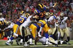 ST. LOUIS, MO - OCTOBER 30: Steven Jackson #39 of the St. Louis Rams runs for a touchdown against the New Orleans Saints at the Edward Jones Dome on October 30, 2011 in St. Louis, Missouri.  The Rams beat the Saints 31-21.  (Photo by Dilip Vishwanat/Getty Images)