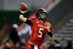 COLLEGE PARK, MD - OCTOBER 15:  Quarterback Danny O'Brien #5 of the Maryland Terrapins warms up before the start of their game against the Clemson Tigers at Byrd Stadium on October 15, 2011 in College Park, Maryland. The Clemson won 56-45.  (Photo by Rob Carr/Getty Images)