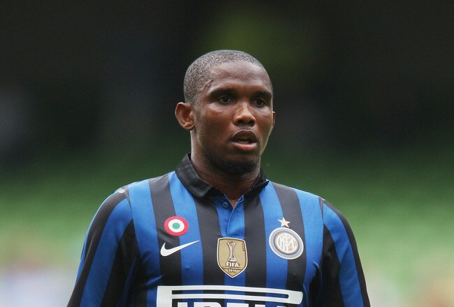 DUBLIN, IRELAND - JULY 30:  Samuel Eto'o of Inter Milan looks on during the Dublin Super Cup match between Celtic and Inter Milan at the Aviva Stadium on July 30, 2011 in Dublin, Ireland.  (Photo by David Rogers/Getty Images)