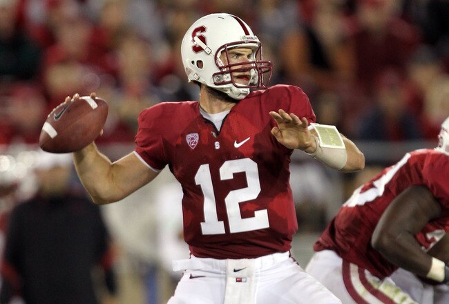 STANFORD, CA - OCTOBER 08:  Andrew Luck #12 of the Stanford Cardinal in action against the Colorado Buffaloes at Stanford Stadium on October 8, 2011 in Stanford, California.  (Photo by Ezra Shaw/Getty Images)