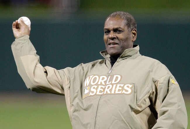 ST LOUIS, MO - OCTOBER 19: Former St. Louis Cardinals pitcher Bob Gibson throws out the ceremonial first pitch prior to Game One of the MLB World Series between the Texas Rangers and the St. Louis Cardinals at Busch Stadium on October 19, 2011 in St Louis, Missouri.  (Photo by Pool/Getty Images)