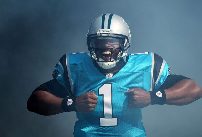 CHARLOTTE, NC - OCTOBER 23:  Cam Newton #1 of the Carolina Panthers enters the field prior to the start of their game against the Washington Redskins at Bank of America Stadium on October 23, 2011 in Charlotte, North Carolina.  (Photo by Scott Halleran/Getty Images)