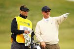 SANDWICH, ENGLAND - JULY 14:   David Duval of the United States lines up a shot with his caddy during the first round of The 140th Open Championship at Royal St George's on July 14, 2011 in Sandwich, England. (Photo by Scott Halleran/Getty Images)