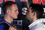 LONDON, ENGLAND - NOVEMBER 03:  Paul Smith (R) of England and George Groves of England pose for the media at the Ricky Burns and Michael Katsidis Press Conference at Wembley Arena on November 3, 2011 in London, England.  (Photo by Dean Mouhtaropoulos/Getty Images)