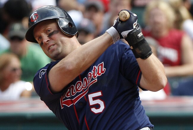 CLEVELAND, OH - SEPTEMBER 25: Michael Cuddyer #5 of the Minnesota Twins bats against the Cleveland Indians during the fifth inning of their game on September 25, 2011 at Progressive Field in Cleveland, Ohio. The Twins defeated theIndians 6-4. (Photo by David Maxwell/Getty Images)