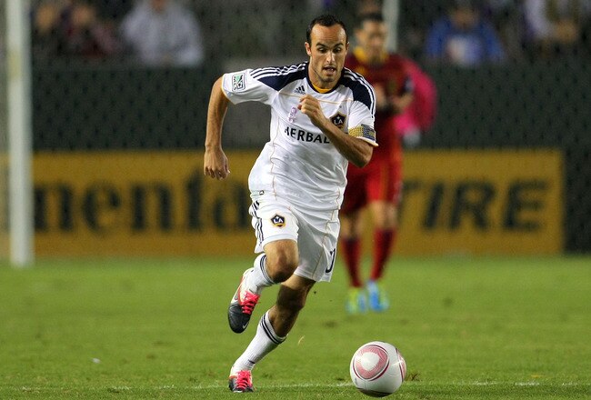 CARSON, CA - OCTOBER 01:  Landon Donovan #10 of the Los Angeles Galaxy paces the ball on the counterattack against Real Salt Lake during their MLS match at The Home Depot Center on October 1, 2011 in Carson, California. The Galaxy defeated Real Salt Lake 2-1.  (Photo by Victor Decolongon/Getty Images)
