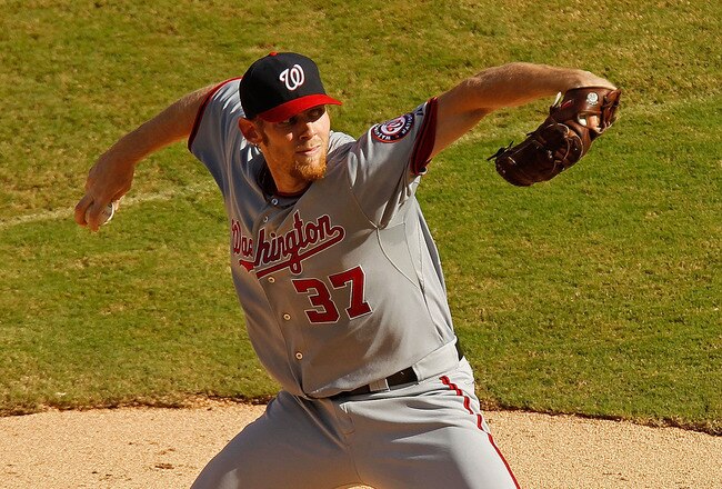 MIAMI GARDENS, FL - SEPTEMBER 28:  Stephen Strasburg #37 of the Washington Nationals pitches during a game against the Florida Marlins at Sun Life Stadium on September 28, 2011 in Miami Gardens, Florida.  (Photo by Mike Ehrmann/Getty Images)