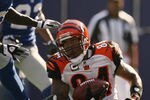 EAST RUTHERFORD, NJ - SEPTEMBER 21:  T.J. Houshmandzadeh #84 of the Cincinnati Bengals catches the ball for a touchdown against the New York Giants on September 21, 2008 at Giants Stadium in East Rutherford, New Jersey. The Giants defeated the Bengals 26-23 in overtime.  (Photo by Elsa/Getty Images)