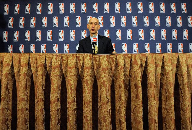 NEW YORK, NY - OCTOBER 20:  Deputy Commissioner Adam Silver speaks at a press conference after the NBA Board of Governors meeting on October 20, 2011 in New York City. Silver announced that NBA Commissioner David Stern will not attend the NBA labor talks today due to illness.  (Photo by Patrick McDermott/Getty Images)