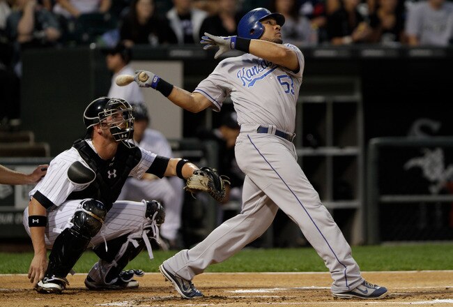 CHICAGO, IL - AUGUST 13: Melky Cabrera #53 of the Kansas City Royals hits against the Chicago White Sox at U.S. Cellular Field on August 13, 2011 in Chicago, Illinois. (Photo by John Gress/Getty Images)