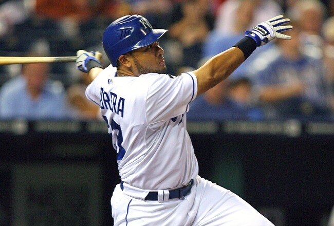 KANSAS CITY, MO - SEPTEMBER 03:  Center fielder Melky Cabrera #53 of the Kansas City Royals bats against the Cleveland Indians at Kauffman Stadium on September 3, 2011 in Kansas City, Missouri. The Kansas City Royals defeated the Cleveland Indians 5-1.  (Photo by Tim Umphrey/Getty Images)