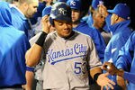 MINNEAPOLIS, MN - SEPTEMBER 26: Melky Cabrera #53 of the Kansas City Royals celebrates scoring against the Minnesota Twins in the first inning on September 26, 2011 at Target Field in Minneapolis, Minnesota. (Photo by Hannah Foslien/Getty Images)