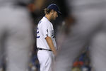 LOS ANGELES, CA - SEPTEMBER 20:  Starting pitcher Clayton Kershaw #22 of the Los Angeles Dodgers reacts as he is being relieved in the eighth inning in the game against the San Francisco Giants on September 20, 2011 at Dodger Stadium in Los Angeles, California.  (Photo by Stephen Dunn/Getty Images)