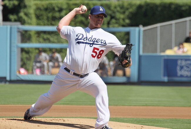 LOS ANGELES, CA - SEPTEMBER 18:  Chad Billingsley #58 of the Los Angeles Dodgers throws a pitch against the Pittsburgh Pirates  on September 18, 2011 at Dodger Stadium in Los Angeles, California.  (Photo by Stephen Dunn/Getty Images)