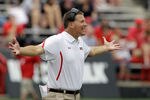 COLLEGE PARK, MD - SEPTEMBER 24: Head coach Randy Edsall of the Maryland Terrapins motions to the defense from the sidelines during the first quarter against the Temple Owls at Byrd Stadium on September 24, 2011 in College Park, Maryland.  (Photo by Rob Carr/Getty Images)