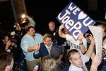 STATE COLLEGE, PA - NOVEMBER 08:  Penn State University head football coach Joe Paterno (C) is greeted by a large group of students after arriving at his home, November 8, 2011 in State College, Pennsylvania. Behind Paterno is his son Scott Paterno  (Photo by Rob Carr/Getty Images)