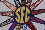 COLLEGE STATION, TX - SEPTEMBER 26:  A detail view of the Southeastern Conference logo with all 13 member universities is seen during a press conference for the Texas A&M Aggies accepting an invitation to join the Southeastern Conference on September 26, 2011 in College Station, Texas. (Photo by Aaron M. Sprecher/Getty Images)