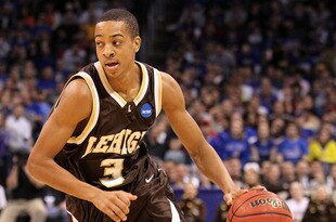 OKLAHOMA CITY - MARCH 18:  CJ McCollum #3 of the Lehigh Mountain Hawks drives against the Kansas Jayhawks during the first round of the 2010 NCAA men's basketball tournament at Ford Center on March 18, 2010 in Oklahoma City, Oklahoma.  (Photo by Ronald Martinez/Getty Images)