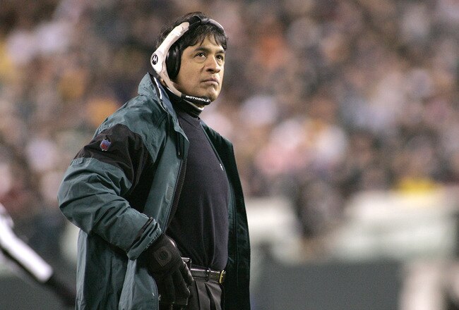 Eagles offensive line coach Juan Castillo. The Washington Redskins defeated the Philadelphia Eagles 31 to 20 at Lincoln Financial Field in Philadelphia on January 1, 2006. (Photo by Joseph Labolito/NFLPhotoLibrary)