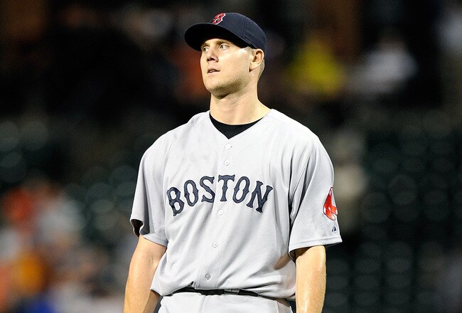 BALTIMORE, MD - SEPTEMBER 28:  Jonathan Papelbon #58 of the Boston Red Sox reacts after giving up the game winning hit against the Baltimore Orioles at Oriole Park at Camden Yards on September 28, 2011 in Baltimore, Maryland. Baltimore won the game 4-3. (Photo by Greg Fiume/Getty Images)