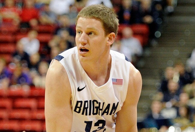 LAS VEGAS, NV - MARCH 10:  Brock Zylstra #13 of the Brigham Young University Cougars looks to pass against the Texas Christian University Horned Frogs during a quarterfinal game of the Conoco Mountain West Conference Basketball tournament at the Thomas & Mack Center March 10, 2011 in Las Vegas, Nevada. BYU won 64-58.  (Photo by Ethan Miller/Getty Images)