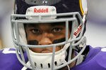 MINNEAPOLIS, MN - OCTOBER 23: Percy Harvin #12 of the Minnesota Vikings looks on before the game against the Green Bay Packers on October 23, 2011 at Hubert H. Humphrey Metrodome in Minneapolis, Minnesota. The Packers defeated the Vikings 33-27. (Photo by Hannah Foslien/Getty Images)