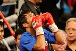 LAS VEGAS, NV - NOVEMBER 12:  Manny Pacquiao celebrates his majority decision victory against Juan Manuel Marquez in the WBO world welterweight title fight at the MGM Grand Garden Arena on November 12, 2011 in Las Vegas, Nevada.  (Photo by Ethan Miller/Getty Images)