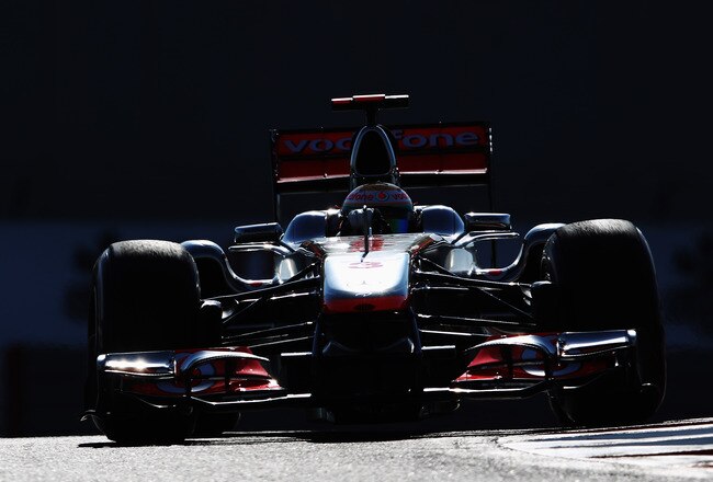 ABU DHABI, UNITED ARAB EMIRATES - NOVEMBER 12:  Lewis Hamilton of Great Britain and McLaren drives during the final practice session prior to qualifying for the Abu Dhabi Formula One Grand Prix at the Yas Marina Circuit on November 12, 2011 in Abu Dhabi, United Arab Emirates.  (Photo by Mark Thompson/Getty Images)