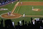 BRONX, NY - OCTOBER 16:  Aaron Boone #19 of the New York Yankees hits the game winning home run in the bottom of the eleventh inning against the Boston Red Sox during game 7 of the American League Championship Series on October 16, 2003 at Yankee Stadium in the Bronx, New York.  (Photo by Doug Pensinger/Getty Images)