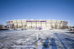 MINNEAPOLIS, MN - DECEMBER 12:  Snow surrounds the Hubert H. Humphrey Metrodome, Mall of America Stadium where the inflatable roof collapsed under the weight of snow during a storm Sunday morning December 12, 2010 in Minneapolis, Minnesota. A blizzard dumped more than 20 inches of snow in parts of the Midwest forcing the NFL football game between the New York Giants and the Minnesota Vikings to be postponed till Monday and will be played in Detroit's Ford Field. There were no injuries reported from the collapse of the dome.  (Photo by Tom Dahlin/Getty Images)
