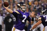 MINNEAPOLIS, MN - OCTOBER 23: Christian Ponder #7 of the Minnesota Vikings passes the ball against the Green Bay Packers in the fourth quarter on October 23, 2011 at Hubert H. Humphrey Metrodome in Minneapolis, Minnesota. The Packers defeated the Vikings 33-27. (Photo by Hannah Foslien/Getty Images)