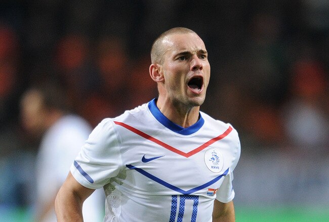 AMSTERDAM, NETHERLANDS - NOVEMBER 11: Wesley Sneijder of the Netherlands reacts during the International friendly match between Netherlands and Switzerland at the Amsterdam Arena on November 11, 2011 in Amsterdam, Netherlands.  (Photo by Jasper Juinen/Getty Images)