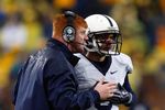 ANN ARBOR, MI - OCTOBER 24:  Wide receivers coach Mike McQueary of the Penn State Nittany Lions speaks with Graham Zug #5 during the game against the Michigan Wolverines on October 24, 2009 at Michigan Stadium in Ann Arbor, Michigan. (Photo by  Gregory Shamus/Getty Images)